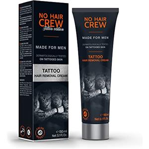 NO HAIR CREW Tattoo Edition Crema Depilatoria 150 ml - Depilazione Delicata per Pelle Tatuata - Pelle liscia, senza tagli né irritazioni da rasatura