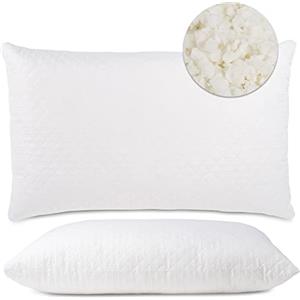 Flowen Cuscino Letto Matrimoniale e Singolo Guanciale per Dormire con Imbottitura in Fiocco di Memory Foam Supporto Collo e Spalle per Dolore Cervicale Anallergico Federa Poliestere Traspirante