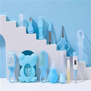 AIDODIA Kit Per La Cura Del Bambino, Set Per La Cura Della Sicurezza Dei Neonati Con Spazzola Per Capelli, Pettine, Tagliaunghie, Aspiratore Nasale, Kit Essenziale Per Neonati, Bambine E Bambini. (blu)