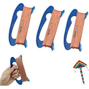 QIUMING 3 Pezzi Linea di Aquiloni con 100m Linea Linea per aquiloni Volanti Cavo per Aquilone Filo Avvolgitore Filo di Aquilone per attività all'aperto de Famiglie e Squadre(Blu)