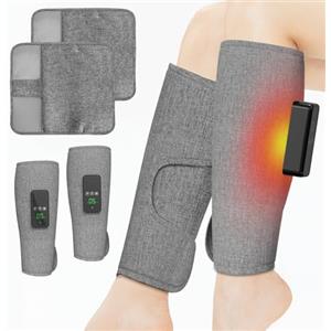 QHENS Massaggiatore Gambe Pressoterapia, 2 pcs Pressoterapia Gambe per Casa Senza Fili, 3 Modalità & Calore, Batteria 2500mAh- Per Rigidità Muscolare e Recupero Sportivo