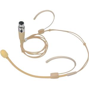 MICMXMO Microfono unico cerchietto per testa microfono paraorecchie, compatibile con Shure trasmettitore senza fili, omnidirezionale condensatore microfono, beige (presa mini XLR TA4F)