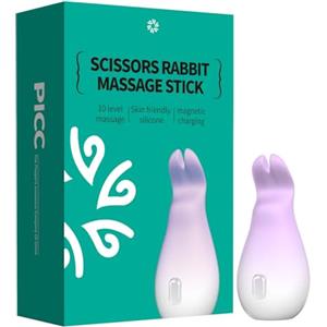JIAOYUE Mini vibratore a bacchetta, massaggiatore carino del coniglio della forbice, dispositivo impermeabile silenzioso di massaggio personale per il punto G (porpora)