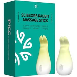 JIAOYUE Mini vibratore a bacchetta, massaggiatore carino del coniglio della forbice, dispositivo di massaggio personale impermeabile silenzioso per il punto G (giallo)