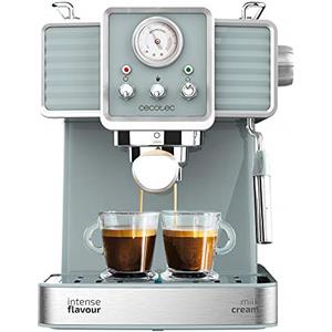 Cecotec Macchina da Caffè Espresso Power Espresso 20 Tradizionale 1350 W, Capacità 1,5 L, Espresso e Cappuccino, 20 Bar e Thermoblock, Vaporetto, Manometro, Design vintage
