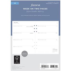 Filofax Diario settimanale Minimal 2024 per agenda ad anelli Filofax A5 - Multilingua