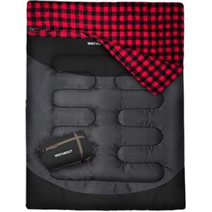 WKFAMOUT Sacco a Pelo Doppio in Flanella di Cotone per Campeggio Sacco a Pelo 3 Stagioni Enorme 220x150cm Separabile in 2 Sacchi a Pelo Singola Portatile Comodo per Zaino in Spalla o Escursionismo
