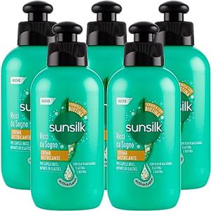 Sunsilk 5x Sunsilk Crema Districante Ricci Da Sogno con Elastina per Capelli Ricci Anti-Crespo 24 Ore - 5 Flaconi da 200 ml