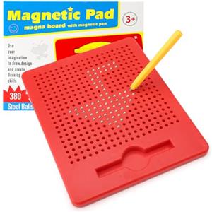 KQDRAVINE Gioco magnetico per bambini, tavolo da disegno magnetico in acciaio con sfera magnetica, giocattolo educativo per bambini a partire dai 3 anni, 21,5 x 17,5 cm, rosso