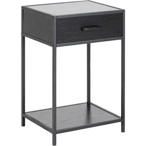 AC Design Furniture Jörn Comodino con 1 Cassetto e Ripiano Comodino in Piedi in Effetto Frassino Nero Mobili per Camera da Letto Tavolino Nero Soggiorno H: 63 x L: 42 x P: 35 cm