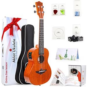 Aklot Elettrico Tenore Ukulele Professionale 26 Pollici Solido Mogano Tenor Uke Sintonizzatore incorporato con EQ Starter Kit