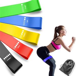 YUNPYCHY Set di 5 Bande Elastiche Fitness con 5 Livelli di Resistenza, YUNPYCHY Dermocompatibili - per Yoga, Pilates, Crossfit, Allenamento Forza e Stretching - Include Borsa Portaoggetti e Guida Esercizi