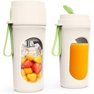 Mexgcom 450 ML Leggero Frullatore Portatile, Con 12 Lame Lame Mini Frullatore Portatile Elettrico, Una Tazza di Doppi Coperchi, Batteria al Litio Ricaricabile Type-C 1500 MAh (Verde)