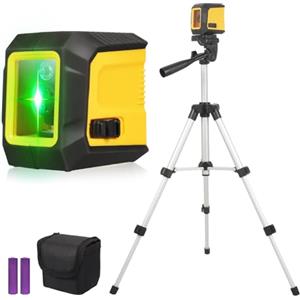 Geevorks Livella laser con Treppiede,Geevorks Verde Croce Livella Laser a Punti Orizzontali e Verticali Livella Laser Autolivellante, IP54