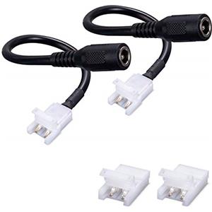 JAUHOFOGEI DC Connettore 2 Pin tra Striscia LED e Adattatore Alimentazione LED Dimmer Controller DC Interruttore per Luci di Striscia LED 2835 12V 24V da 10mm di Larghezza, Max Amp 5A, 5521, 2 Pezzi