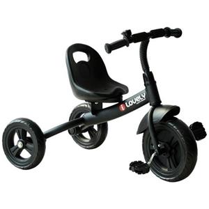 HomCom - Triciclo In Metallo Con Campanello, Parafango, Ruota Speciale, Nero