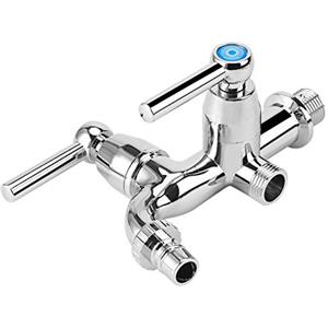 Fdit Rubinetto miscelatore a doppia manopola per acqua fredda, a corpo singolo, con doppio attacco filettato G 1/2", adatto per lavanderia, lavelli da e docce, Straight handle