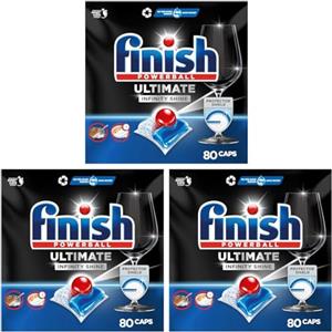 Finish Ultimate Infinity Shine Pastiglie Lavastoviglie, 80 Capsule Lavastoviglie, Detergenti per Lavastoviglie contro lo Sporco e i Residui Incrostati (Confezione da 3)