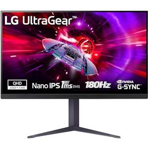 LG 32GS85Q Monitor Gaming UltraGear 32" Nano IPS QHD (2560x1440), 180Hz, 1ms (GtG), G-Sync Compatible, AMD FreeSync, HDR 10, HDMI 2.0 (HDCP 2.2), DisplayPort 1.4, AUX, Flicker Safe, Nero