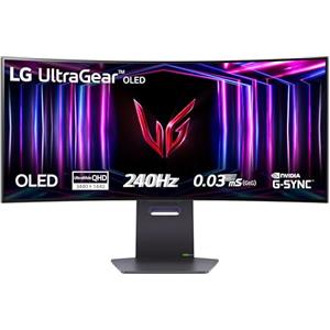 LG UltraGear OLED 34GS95QE Monitor Gaming 34", 21:9 Curvo (800R), WQHD (3440x1440), OLED, 240Hz, 0,03ms (GtG), G-Sync, FreeSync Premium Pro, HDR 400 True Black, HDMI 2.1, DisplayPort, Nero
