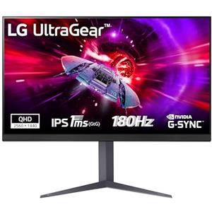 LG UltraGear 32GS75Q Monitor Gaming 32" IPS QHD (2560x1440), 180Hz, 1ms (GtG), G-Sync Compatible, AMD FreeSync, HDR 400, HDMI 2.0 (HDCP 2.2), DisplayPort 1.4, AUX, Flicker Safe, Nero