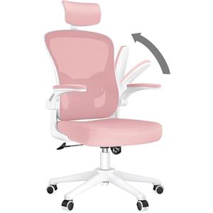 rattantree Sedia da Ufficio, Sedia Ufficio Scrivania con Poggiatesta Regolabile, Sedia Ergonomica per Computer con Braccioli Regolabili e Supporto Lombare per Home Office, Rosa