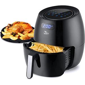 Uten Friggitrice ad Aria 6,5 Litri, Due Tipi di griglie, 1700W, Friggitrice Senza Olio con 8 Programmi, Air Fryer XXL, LED Touch Screen, 32 Ricette PDF, Senza PFOA&BPA