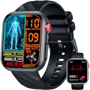 TAOPON Smartwatch Uomo Temperatura Orologio con ECG: 1.97"AMOLED Smart Watch 5.3 Bluetooth Chiamate Sport Fitness Tracker con 24H PPG HRV BMI Pressione Sanguigna SpO2 Acido Uric Sonno Monitor per Android iOS