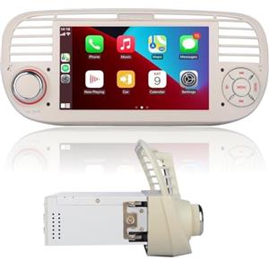LXKLSZ Autoradio compatibile con CarPlay wireless/Android Auto per Fiat 500 2007-2015 con Alta potenza di uscita touch screen IPS/Bluetooth/Mirror Link/FM/AM/USB