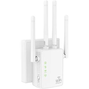 AILKIN Ripetitore WiFi, 1200Mbps Dual Band 2.4G/5G Estensore WIFI, 4 Antenna Amplificatore Wi-Fi, Adatto per l'estensione del segnale Wi-Fi in ufficio e a casa, Miglioratore Internet - Porta Ethernet