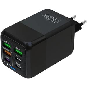 ANDHOT Caricatore USB C, Caricatore rapido Tipo C da 150W, Adattatore a 6 porte (3-PD tipo C porta + 3-QC USB A porta), Compatibile con iPhone 11/12/13/14/15 serie/XS/XR /8/ iPad,Adattatore multiporta