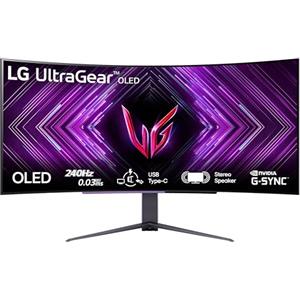 LG UltraGear OLED 45GS96QB Monitor Gaming 45", 21:9 Curvo (800R), WQHD (3440x1440), OLED, 240Hz, 0,03ms (GtG), G-Sync, FreeSync Premium Pro, Speaker 14W, USB-C (65W), HDMI 2.1, DisplayPort, Nero