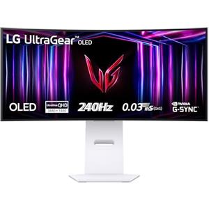 LG UltraGear OLED 34GS95QE Monitor Gaming 34", 21:9 Curvo (800R), WQHD (3440x1440), OLED, 240Hz, 0,03ms (GtG), G-Sync, FreeSync Premium Pro, HDR 400 True Black, HDMI 2.1, DisplayPort, Bianco
