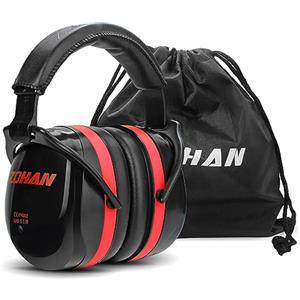 ZOHAN 012 Cuffie Antirumore Lavoro, Cuffie Insonorizzanti Facilmente regolabile Pieghevole, SNR 34 dB per Falciatura, Costruzione,Aereo, Falegnameria - Rosso