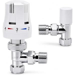 Reeds TRV Pack Termostatico TRV e Lockshield Bianco Cromato 15mm x 1/2