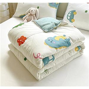 Surwin Copriletto Trapuntino Estivo con Stampa di Dinosauro Carino Copriletto Reversibile in Microfibra Morbido per Letto Singolo Matrimoniale, Trapunta per Tutte Le Stagioni (Verde,150x200cm)