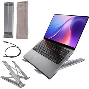 ZAMETTER Supporti per laptop 8-in-1 Professionale Alluminio Laptop Dock Station Stand 100W Ricarica rapida USB Docking Station Supporto per tablet Supporto portatile per laptop con lettore di schede