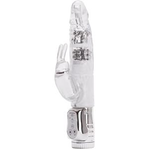Ann Summers,Vibratore Rampant Rabbit Vibrator, quello rotante con perline da massaggio e vibratore a punta curva, funzionamento a batteria,Trasparente