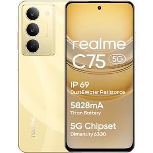 realme C75 5G Smartphone, 8+256GB, Batteria Titan da 5828 mAh, Chipset Dimensity 6300 5G, Display con Modalità comfort visivo da 120 Hz, Fotocamera AI da 50 MP, Oro