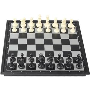 QIZHIQIAMY Scacchiera Portatile Magnetica Scacchi Magnetici da Viaggio Bianco e Nero Chess Board Pieghevole con Pezzi Degli Scacchi per Bambini e Adulti (25x25 cm)