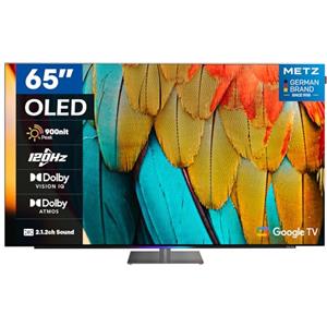 Metz MOD9500 Smart TV 65", OLED, Google TV, 4K 120Hz, HDR10+, Dolby Vision IQ, 6 Speakers 54W, Dolby Atmos, Base Girevole, Fedeltà Cromatica, Voice Control, DVB-T2/S2/C, HDMI, CI+