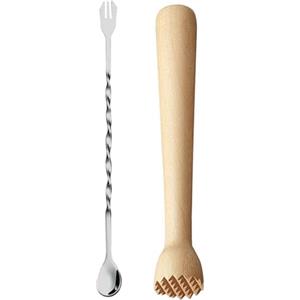 SLAXJNE 1 Martello Per Il Ghiaccio, 1 Cucchiaio Per Mescolare, Pestello Per Cocktail, Schiacciapatate, Schiacciapatate In Legno, Pestello E Mortaio, Schiacciapatate