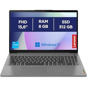 Lenovo IdeaPad 3 Notebook 15,6", FHD (1920x1080), Intel Core i3-1215U, 8GB RAM, 512GB SSD, Windows 11 Home, WiFi 6 - Arctic Grey, Esclusiva Amazon