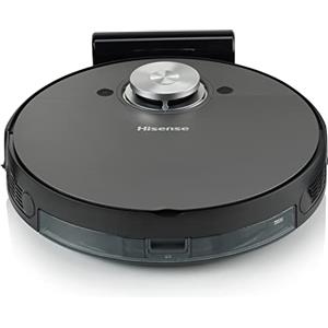 Hisense, Robot Aspirapolvere Lavapavimenti, Mappatura Laser, 3 Livelli di Potenza e di Lavaggio, Controllo tramite App (Wi-Fi), 150 min di autonomia, Batteria 5200 mAh, 55W, Nero (Black RVCL144AB)