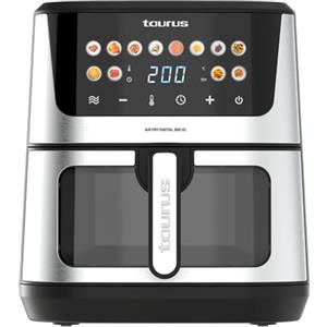Taurus - Friggitrice ad Aria Air Fry Digital 360 XL | 2100W | 8L | 12 Programmi | Touch Screen | Doppia Resistenza | Interno Metallico | Pre-riscaldamento | Senza BPA e PFOA | Ricettario Online