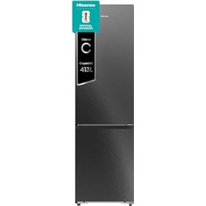 Hisense RB5P410SBFC Frigorifero Combinato Total No Frost, Nero Inox, 203x65,8cm, Classe C, 413L, large capacity, wifi, metal tech cooling, porta reversibile