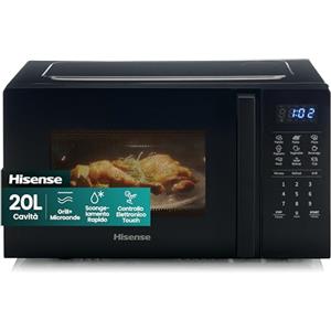 Hisense H20MOBS4HG Forno Microonde con controllo Elettronico, Capacità 20 L, Potenza 700 Watt, Funzione Grill 800 W, Display Led Comandi Touch, Colore Nero