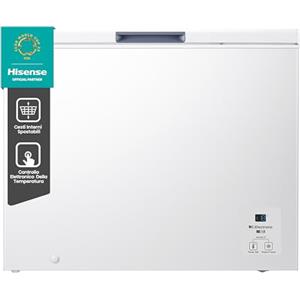 Hisense MCF248E Congelatore orizzontale a pozzetto 248 litri di capacità, Silenzioso 40 dB, Bianco, libera installazione, LxPxA 96,3x 63 x 84,7 cm