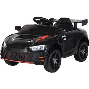 Baroni Toys Macchina Elettrica per Bambini 6V con Telecomando, Musica, Luci LED e Sedile in Ecopelle - Auto Elettrica 3-5 km/h per Bambini da 1 a 4 Anni, Stile Sportivo Nera