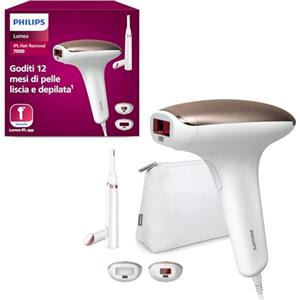 Philips Domestic Appliances Philips Lumea 7000 Series, dispositivo di epilazione IPL, alternativa ai dispositivi di epilazione laser, con rifinitore a penna Satin Compact, 2 accessori per viso e corpo, modello BRI921/00